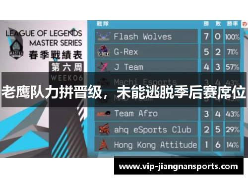 老鹰队力拼晋级，未能逃脱季后赛席位